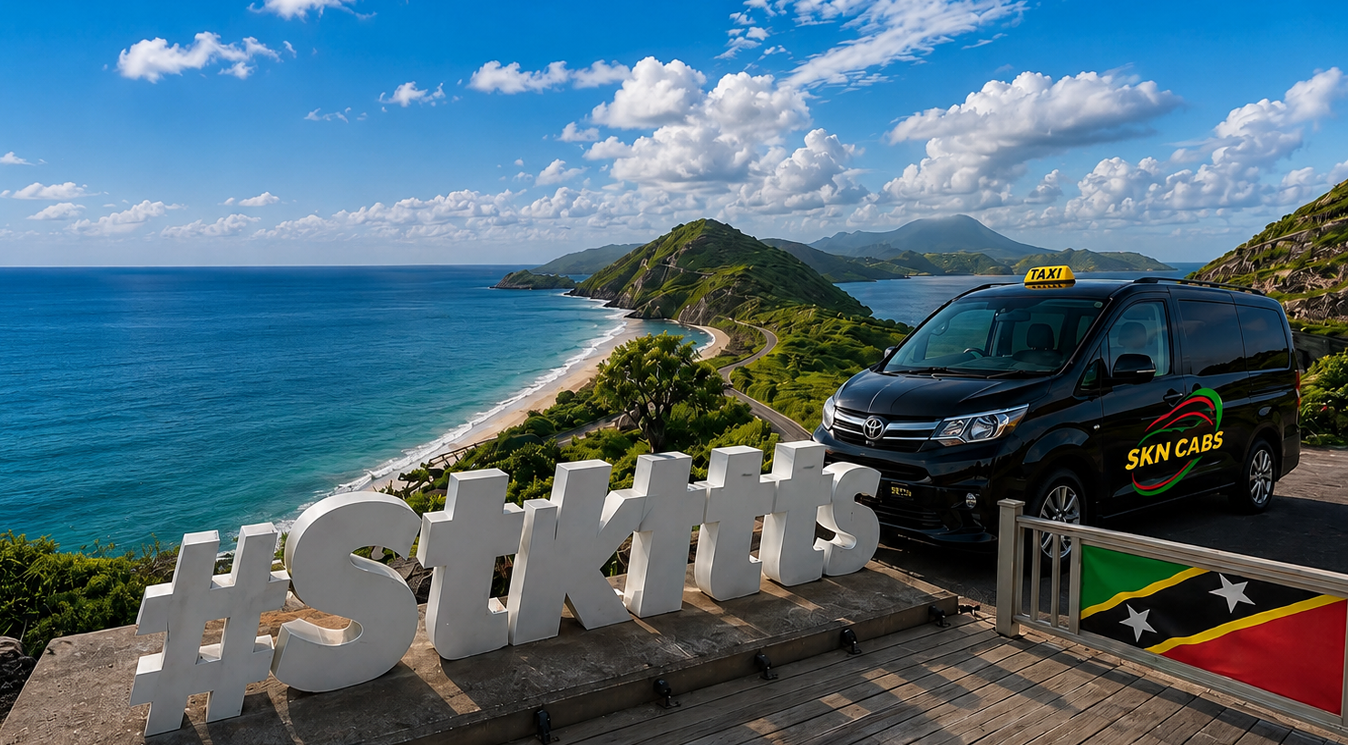 Scenic St. Kitts island tour viewpoint with SKN Cabs